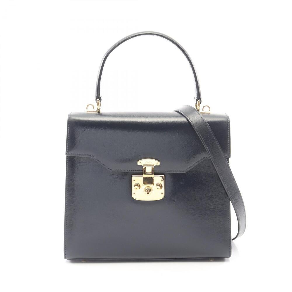 Gucci Lady Lock Handbag Leather Navy Blue